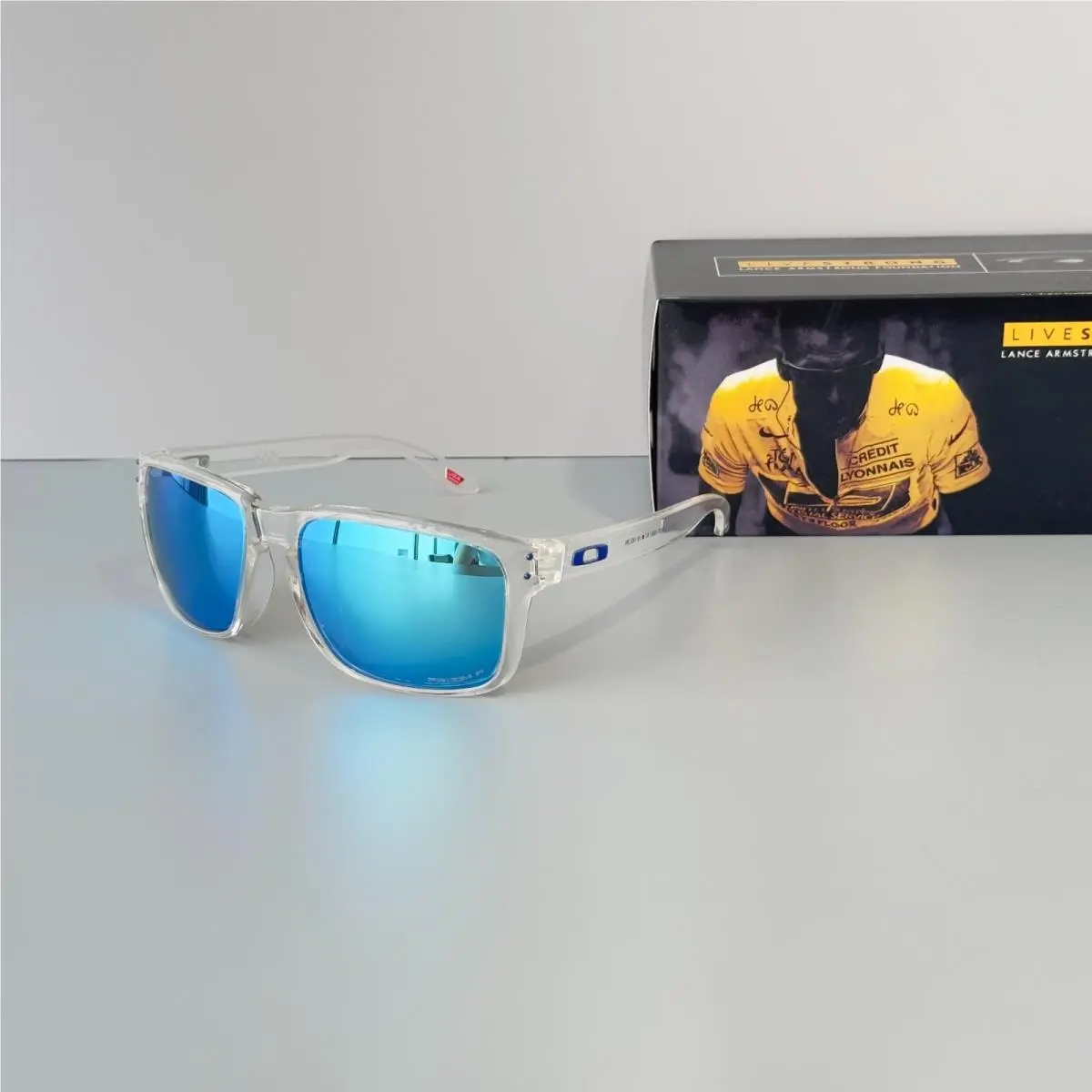 Holbrook Xxl OO9487 Sunglasses Crystal Clear Frame Blue Lenses Unisex by Oakley