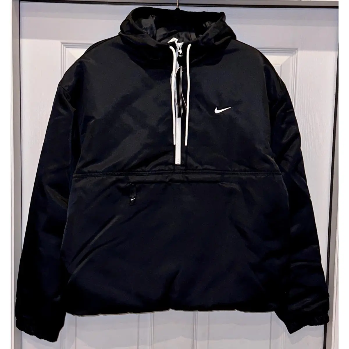 Nike clothing - Nike Solo Swoosh Satin 1/2 Zip Pullover Anorak - DR0839 - Black 10