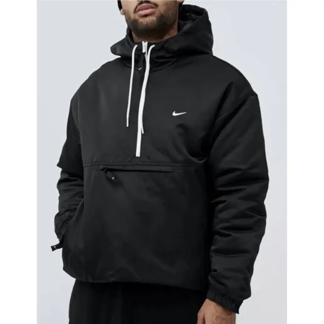 Nike clothing - Nike Solo Swoosh Satin 1/2 Zip Pullover Anorak - DR0839 - Black 13