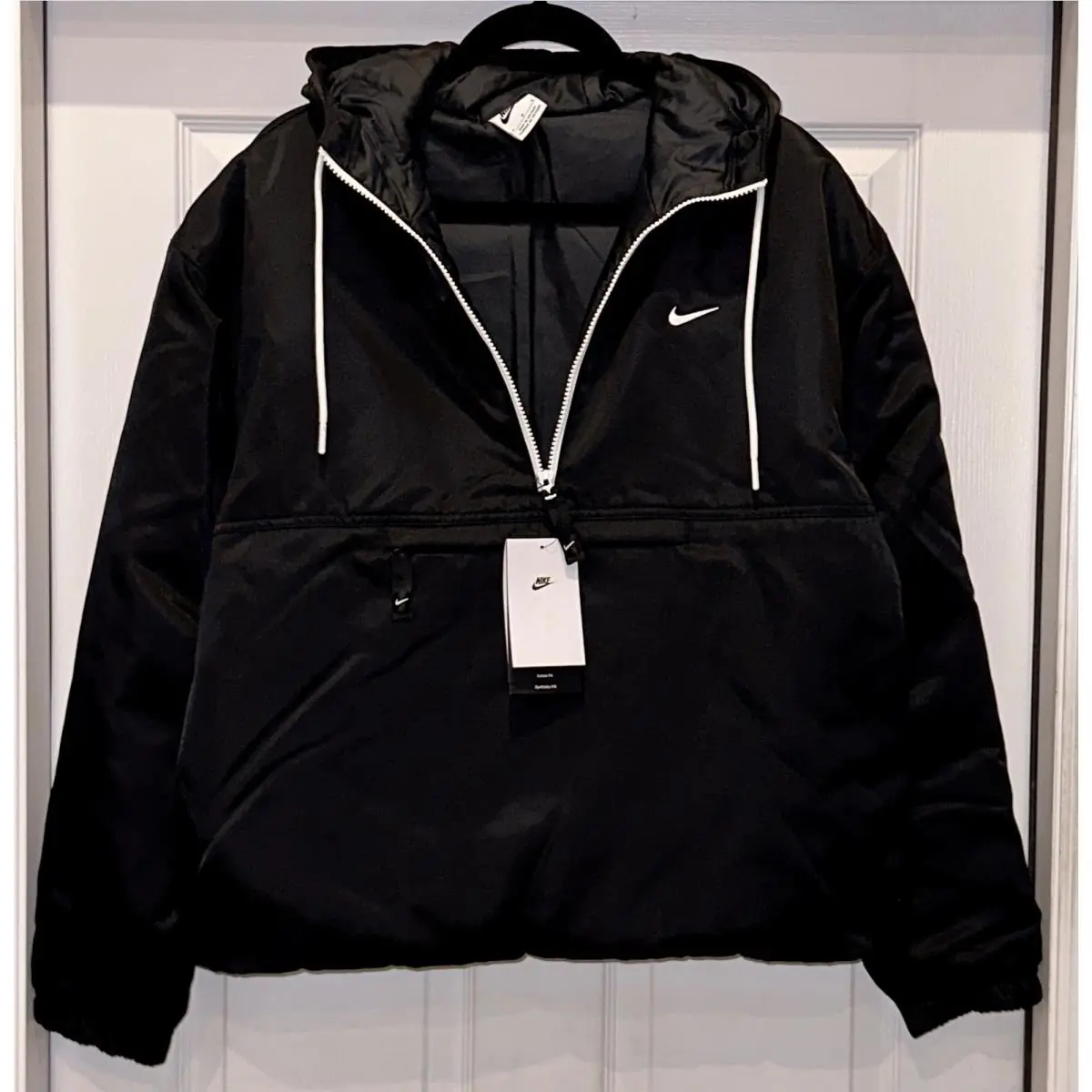 Nike clothing - Nike Solo Swoosh Satin 1/2 Zip Pullover Anorak - DR0839 - Black 8