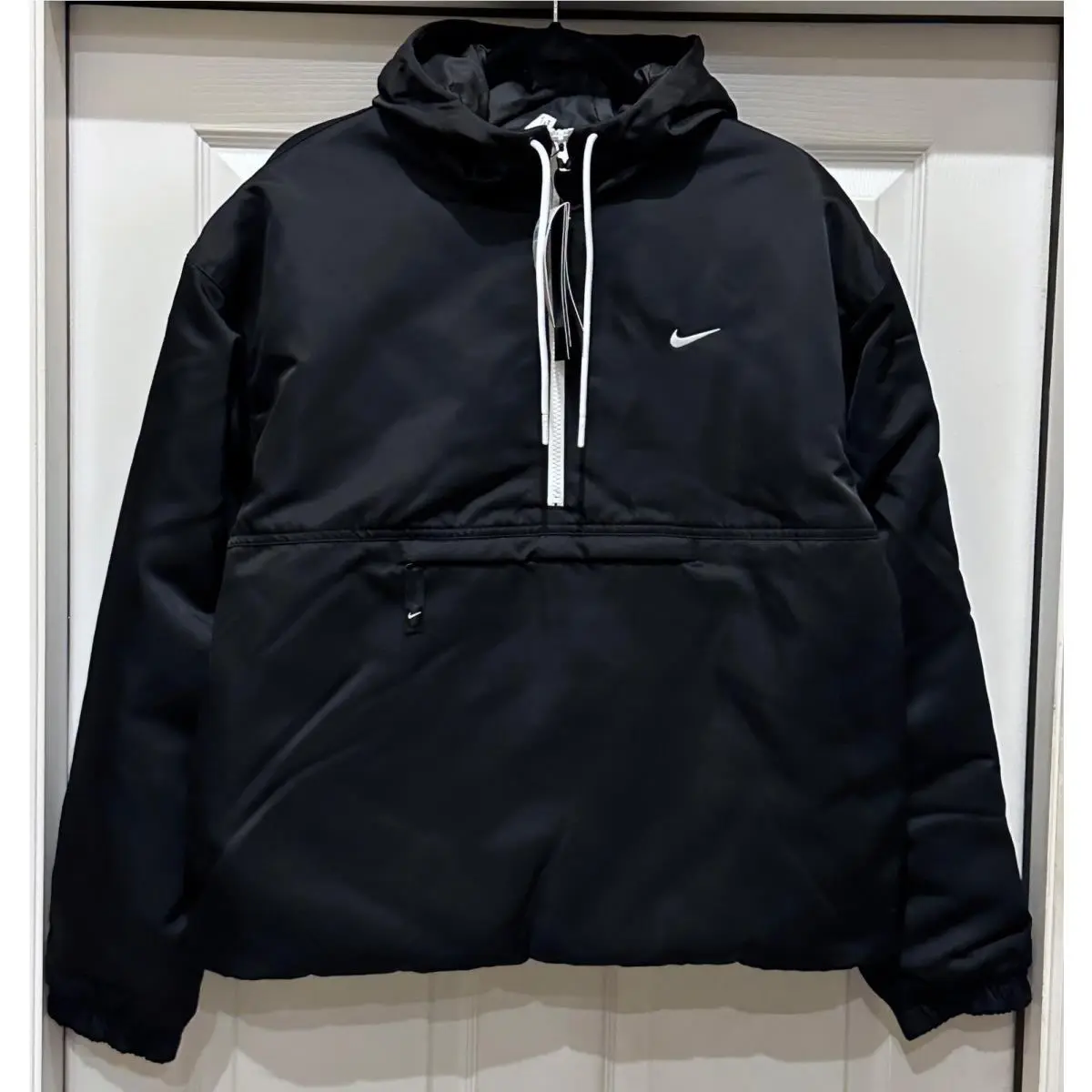 Nike clothing - Nike Solo Swoosh Satin 1/2 Zip Pullover Anorak - DR0839 - Black 7