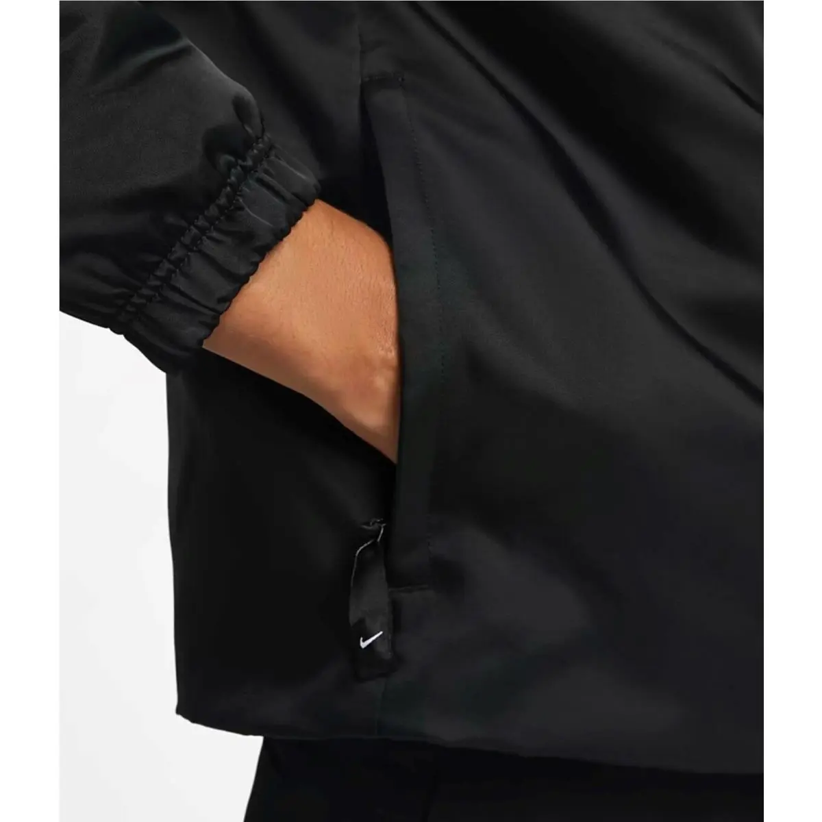 Nike clothing - Nike Solo Swoosh Satin 1/2 Zip Pullover Anorak - DR0839 - Black 18