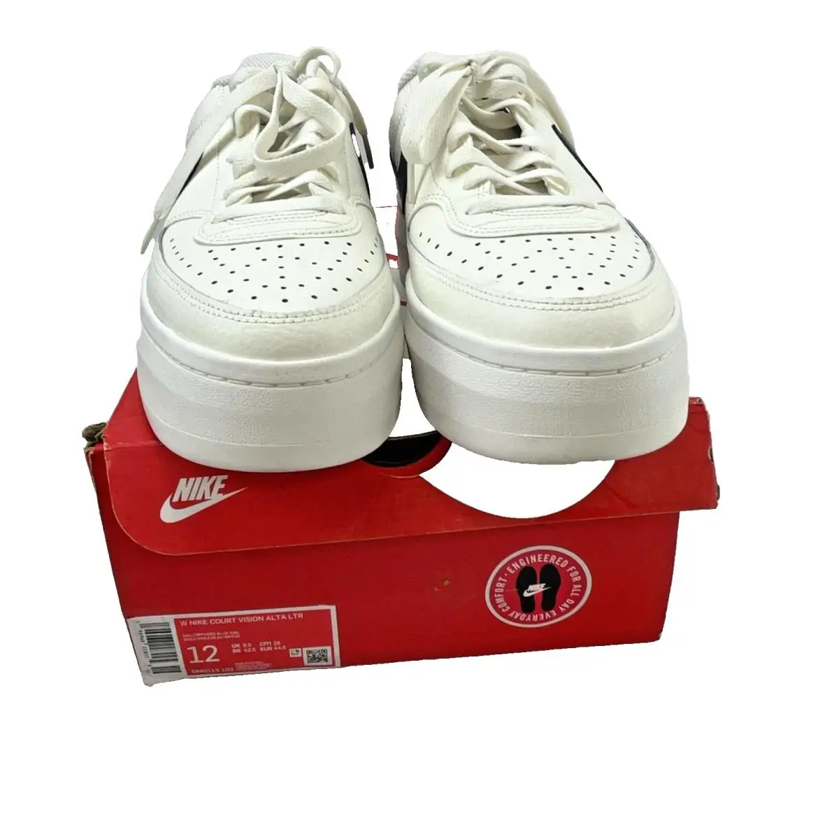 Nike Court Vision Alta Ltr Shoes Womens Size 12 White Leather Platform Sneakers