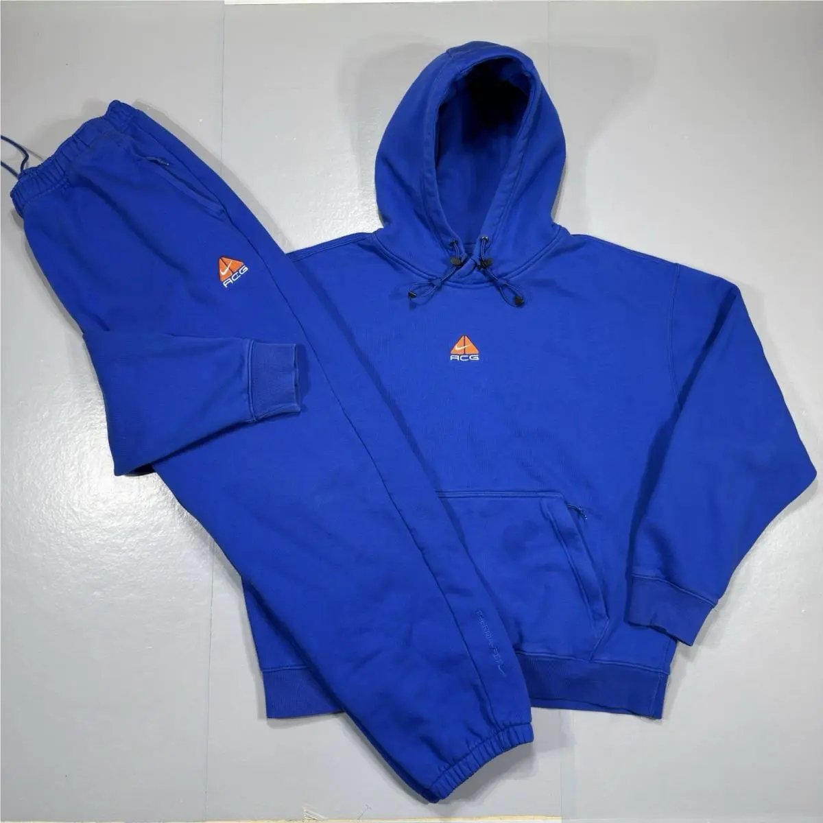 Acg Therma Fit Fleece Hoodie Sweatpants Set Center Swoosh Blue Size Large by Nike