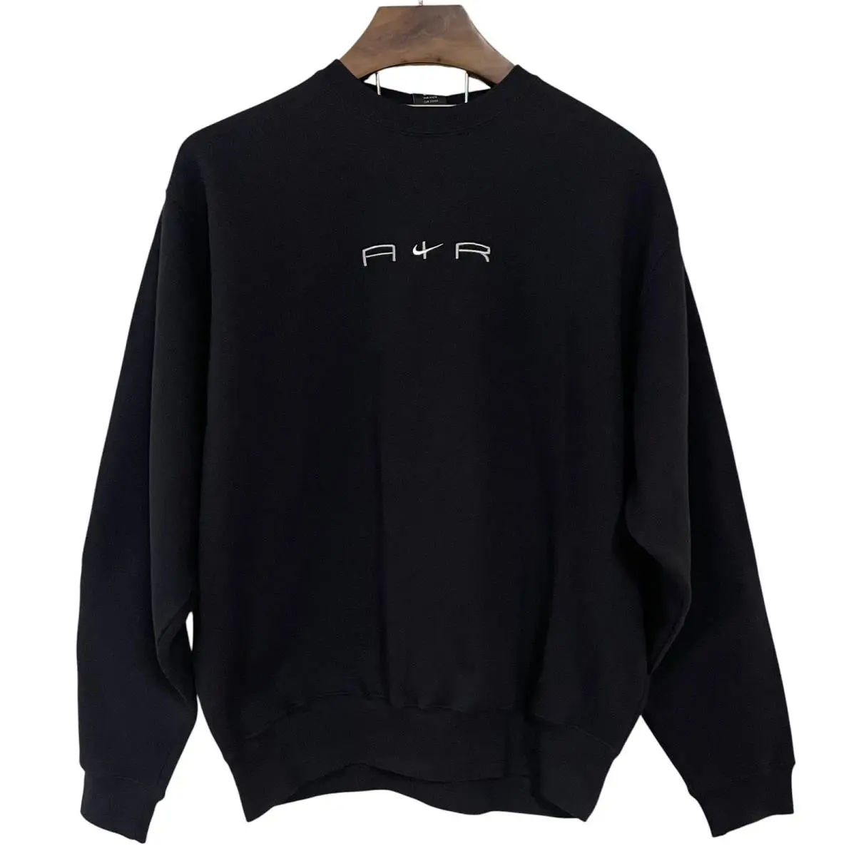 Vintage Nike Air Center Swoosh Sweatshirt Black Embroidered Deadstock Men Nos L