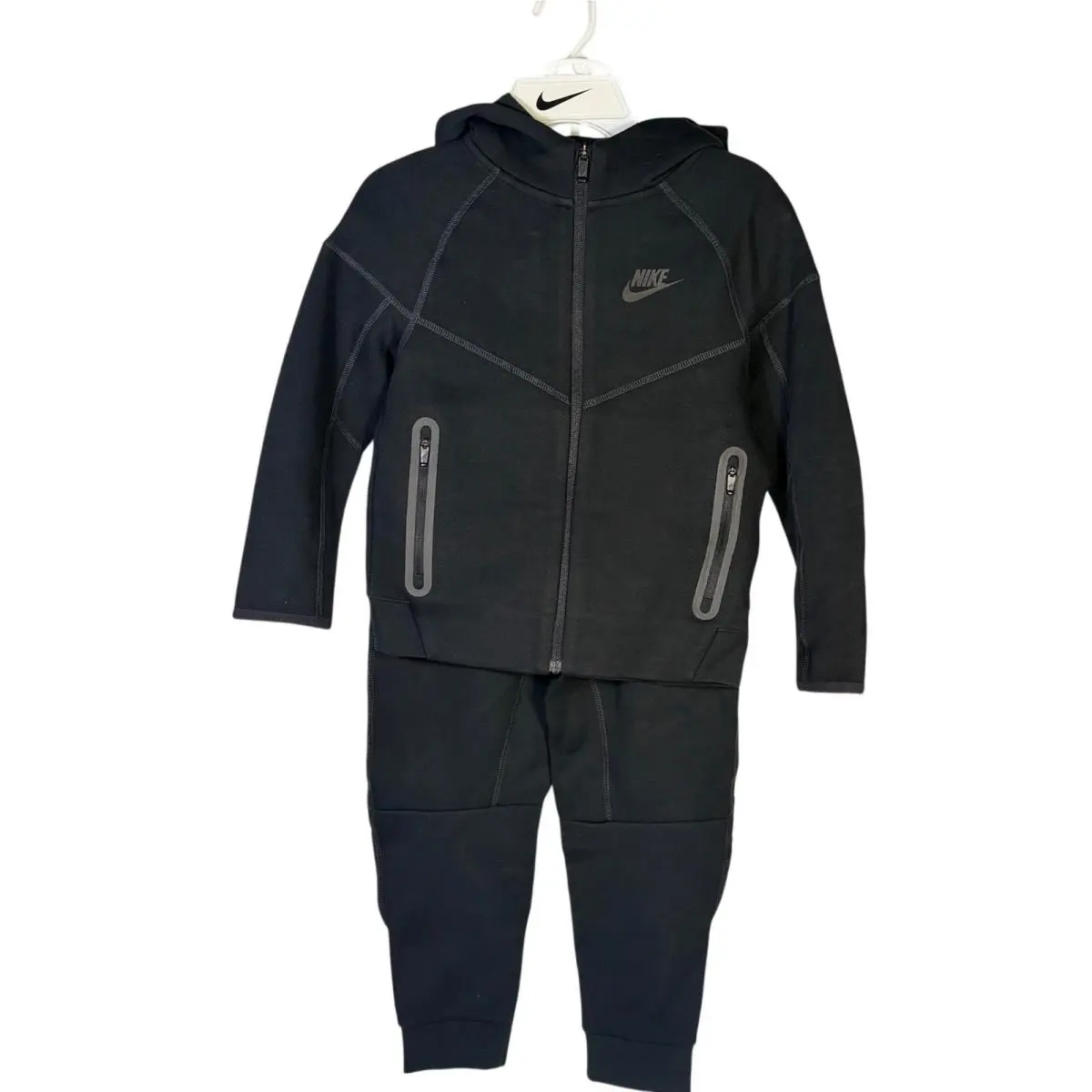 Nike Kids Tech Fleece Full-zip Hoodie Jogger Set Black Size 7