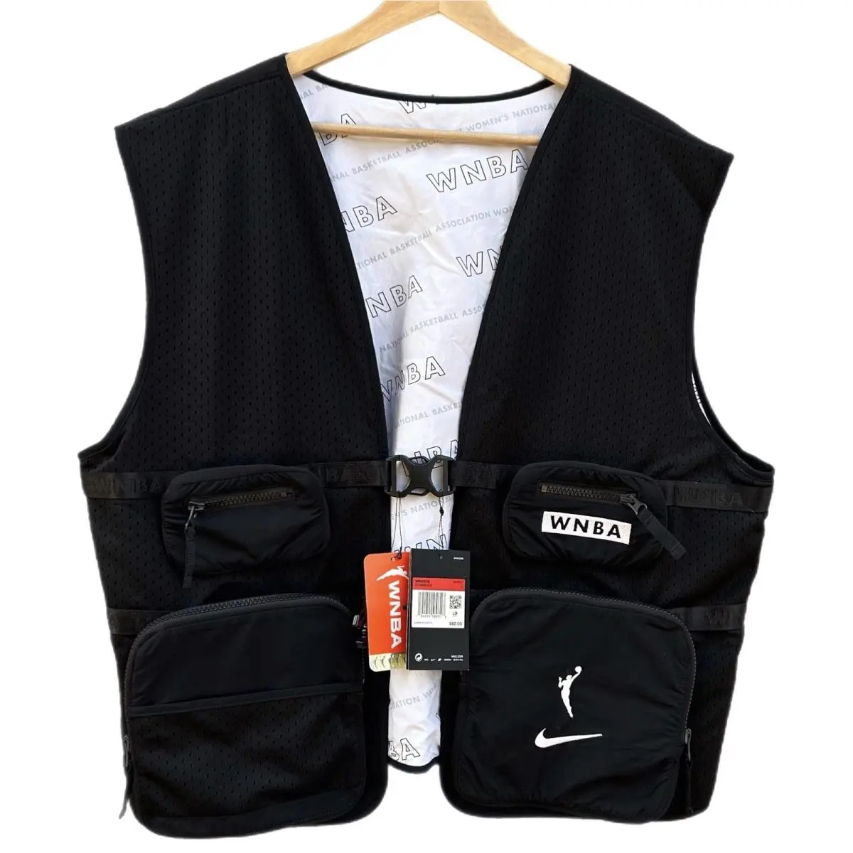 Wnba Black Full Snap Utility Vest Women’s Large DD3596-010 by Nike