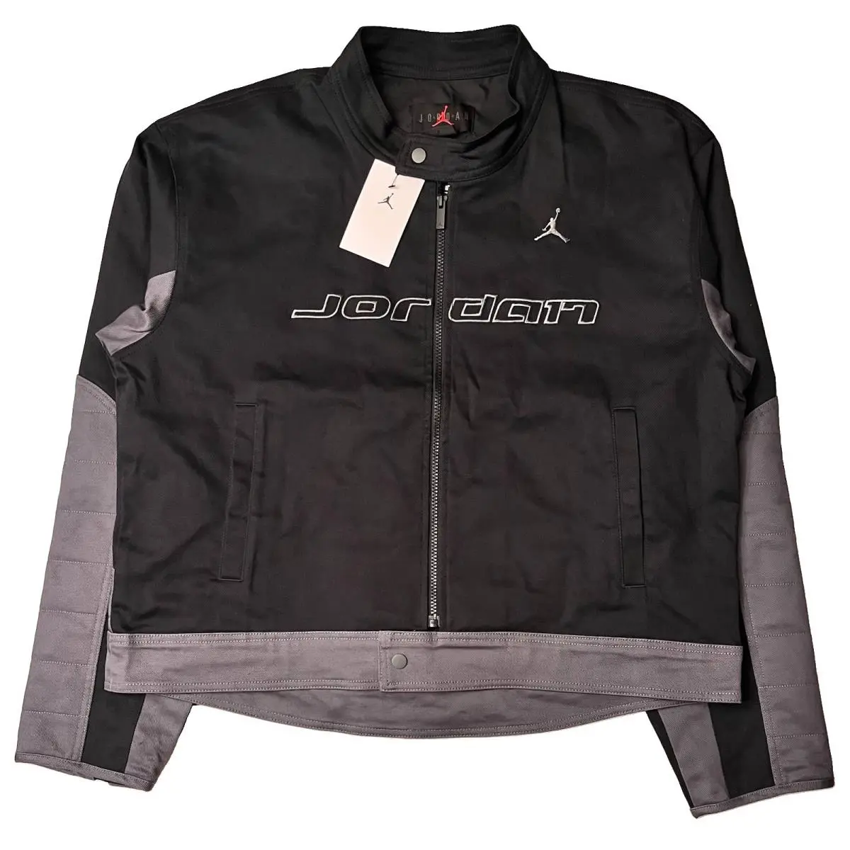 Jordan Brooklyn Motorsport Jacket HV1048-010 Black/grey Men`s Large L by Nike