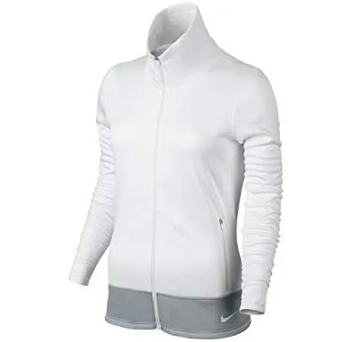 Nike L58916 Women`s White Fleece Thermal Full Zip Golf Jacket Size Large