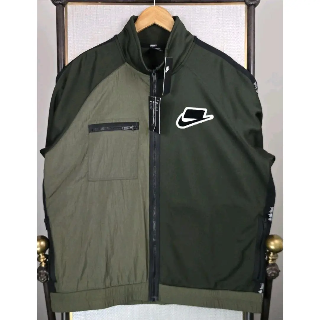 Nike clothing - golf casual long sleeve water wind long sleeve swoosh jacket windbreaker full zip men`s size dri-fit drifit nike basketball olive drab OD green 2019 deadstock NOS 2019 model - Green 13