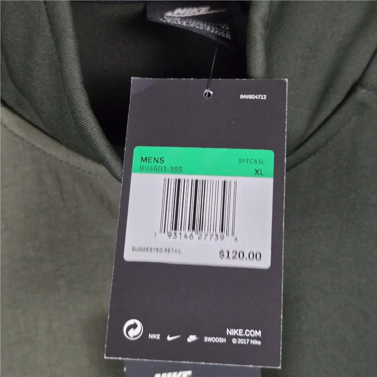 Nike clothing - golf casual long sleeve water wind long sleeve swoosh jacket windbreaker full zip men`s size dri-fit drifit nike basketball olive drab OD green 2019 deadstock NOS 2019 model - Green 4