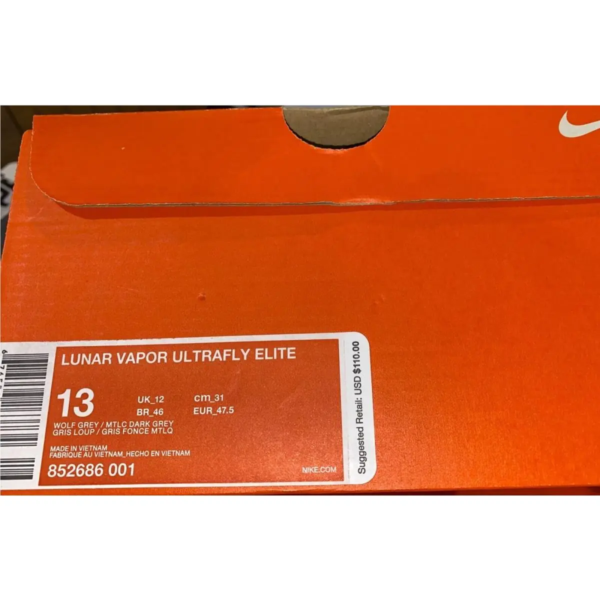 Nike shoes - NIKE Lunar Vapor Ultrafly Elite Baseball Cleats - 852686 - Gray 7