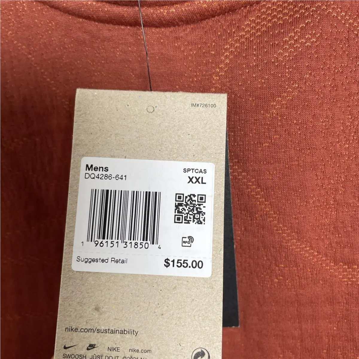 Nike clothing - Rust Orange (UPC: 196151318504) 12