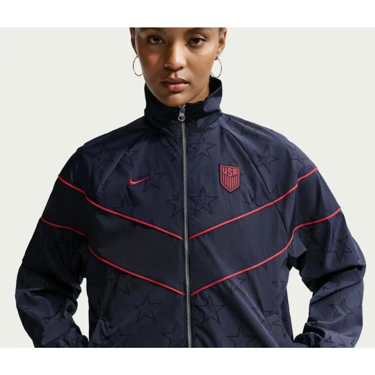 Usmnt  Women`s Windrunner UV Woven Full-zip Jacket - Navy by Nike