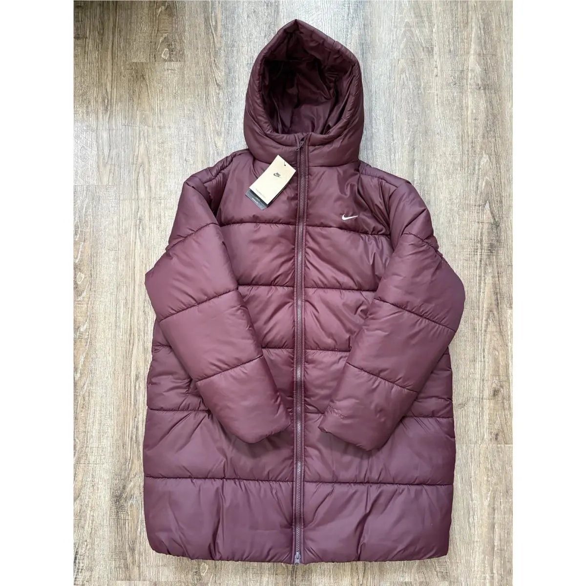 Therma Fit Long Hooded Puffer Jacket Burgundy Crush Womens Sz XL HV4912-652 by Nike