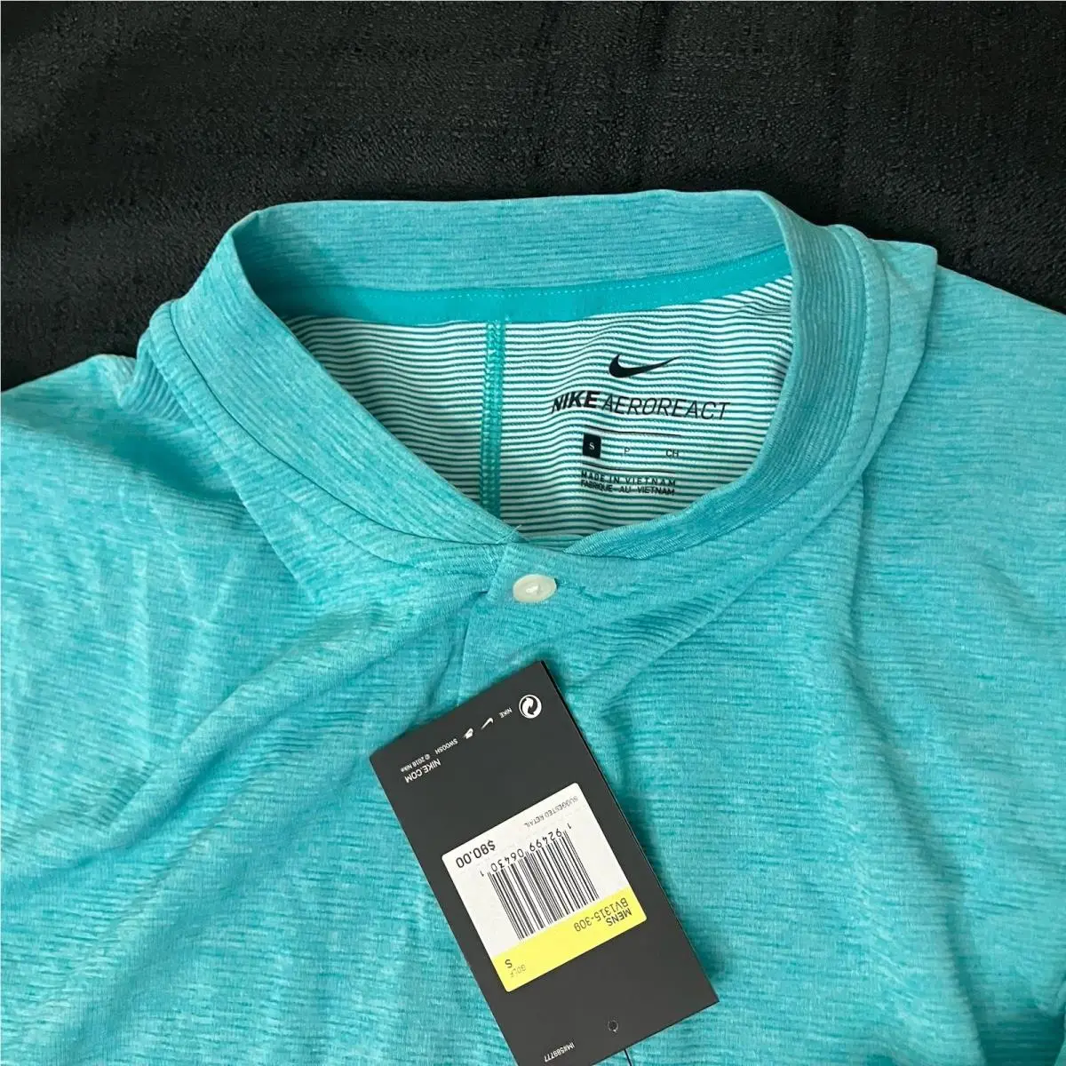 Nike clothing - TW Tiger Woods AeroReact Mock Blade Polo - Mineral Teal Black 9