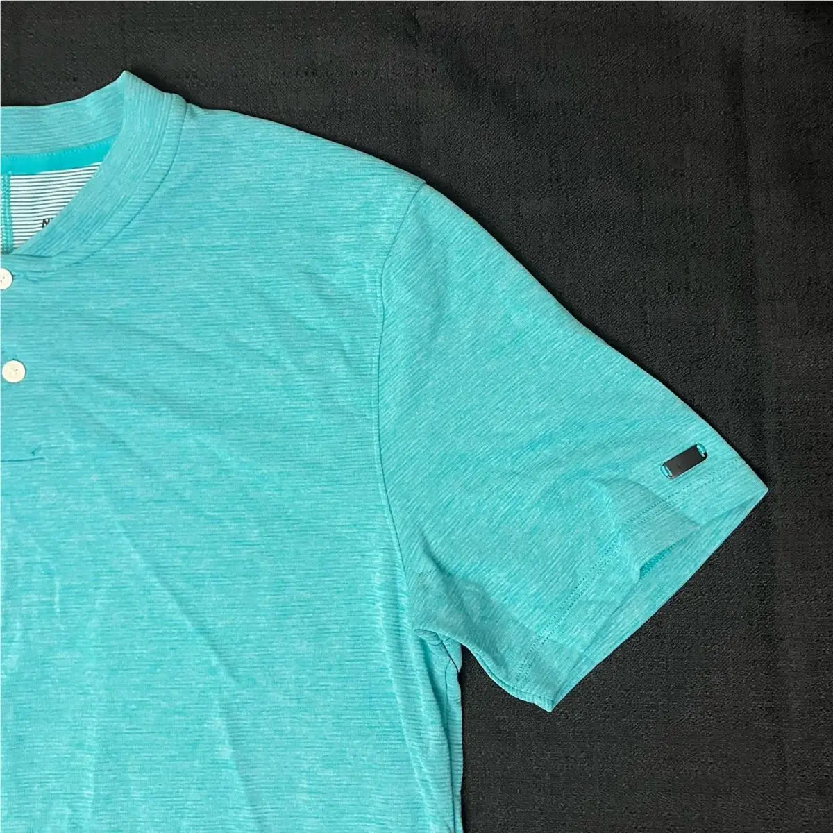 Nike clothing - TW Tiger Woods AeroReact Mock Blade Polo - Mineral Teal Black 5