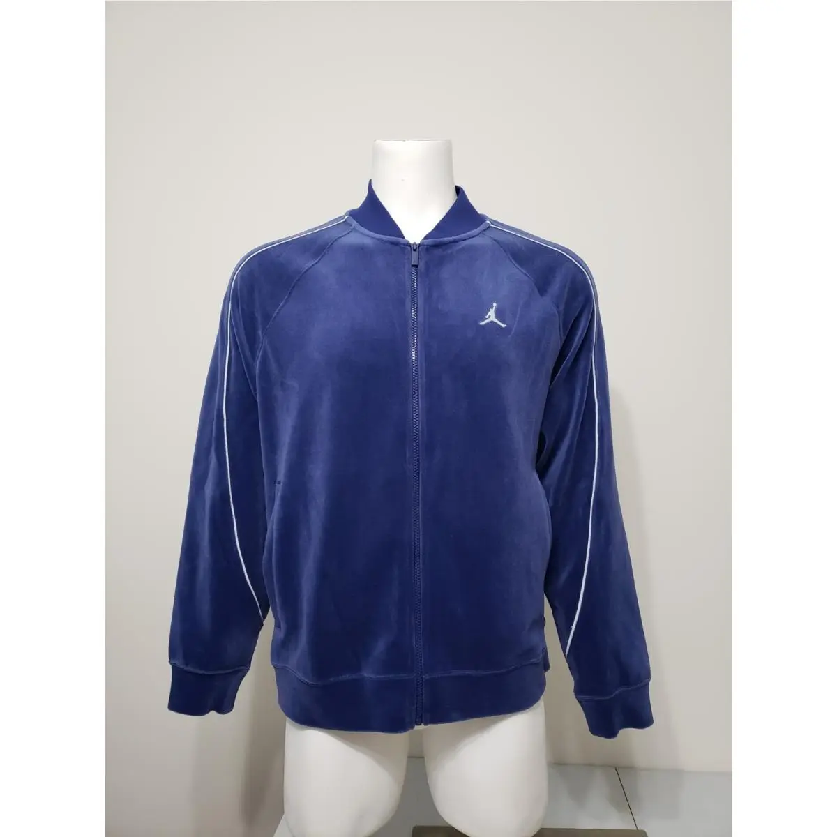 Jordan Brooklyn Men`s Velour Track Jacket HV1870-492 Blue Size L by Nike
