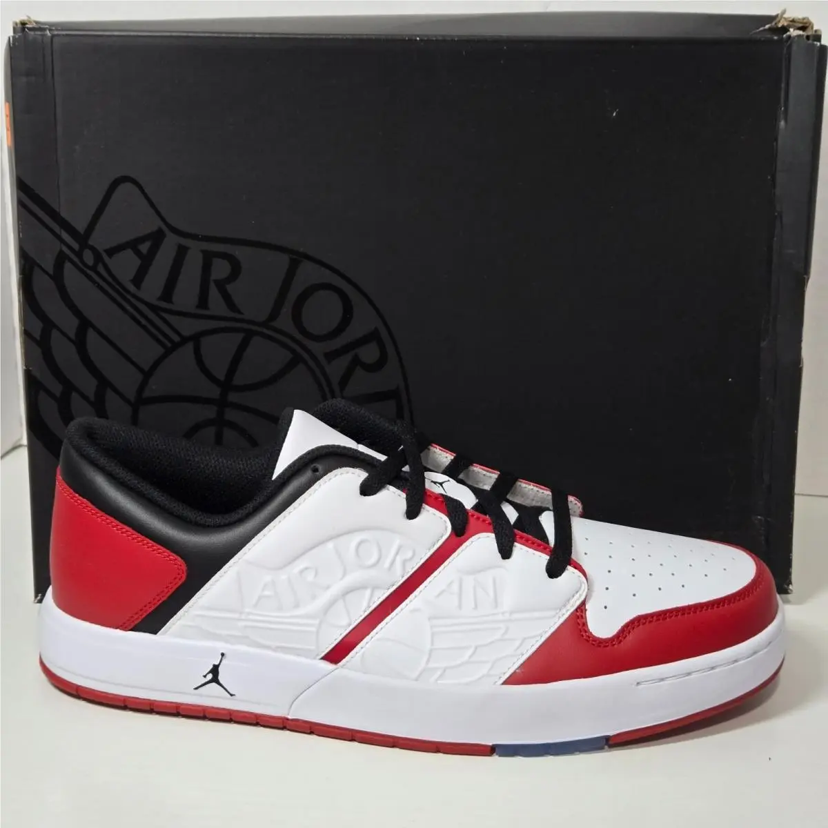 Men`s Jordan Nu Retro 1 Low Chicago Sneakers Shoes Red White Black Size 12 by Nike