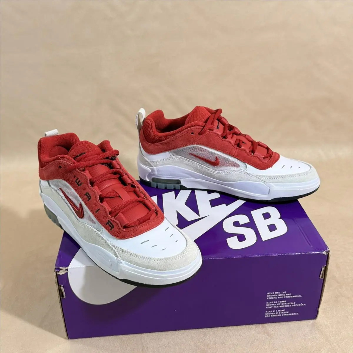 Size 7.5  Air Max Ishod Wair SB Varsity Red Men`s Skate Tennis Shoes by Nike