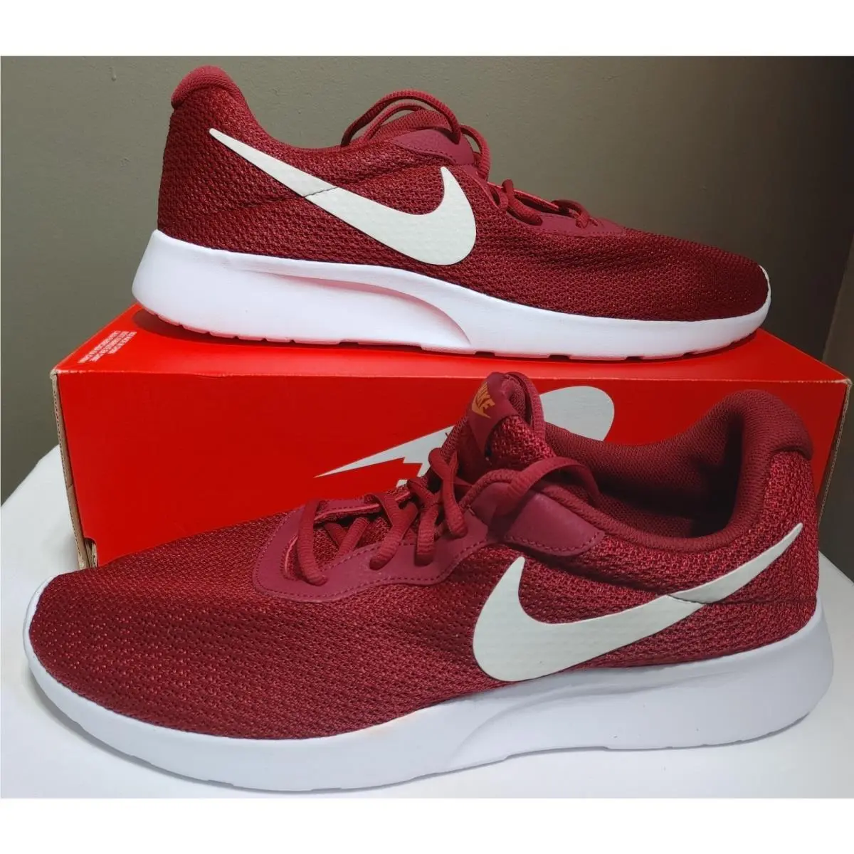 Nike Tanjun Team Red/burgundy Light Bone 14 Running Shoes Sneakers Low Top
