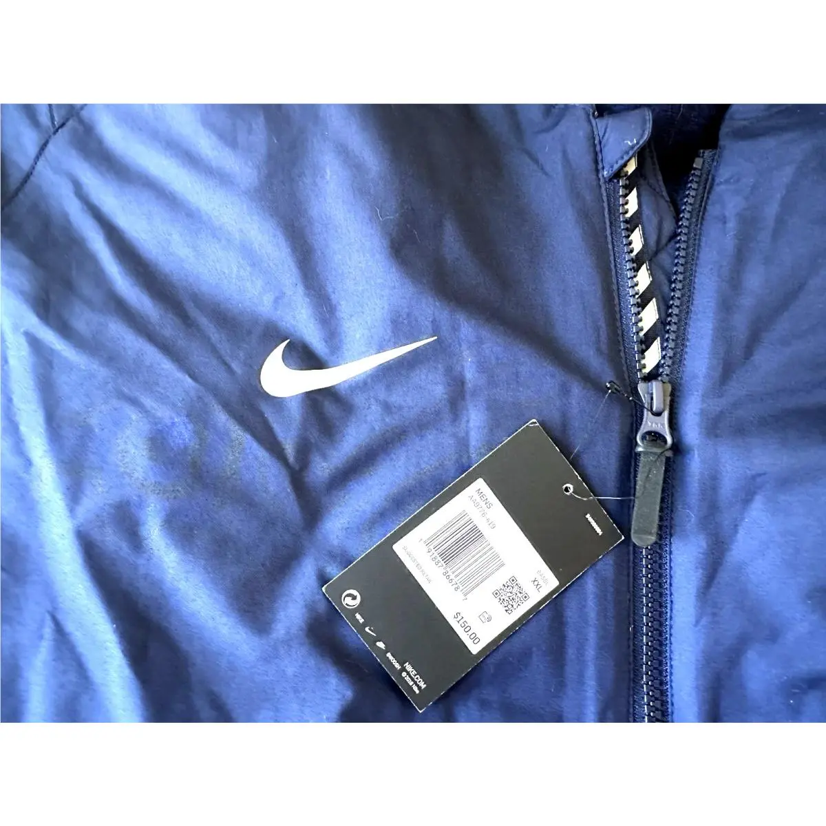 Baseball Mens Beautiful Navy Blue Full Zip Jacket Grey Goose Down Xxl by Nike