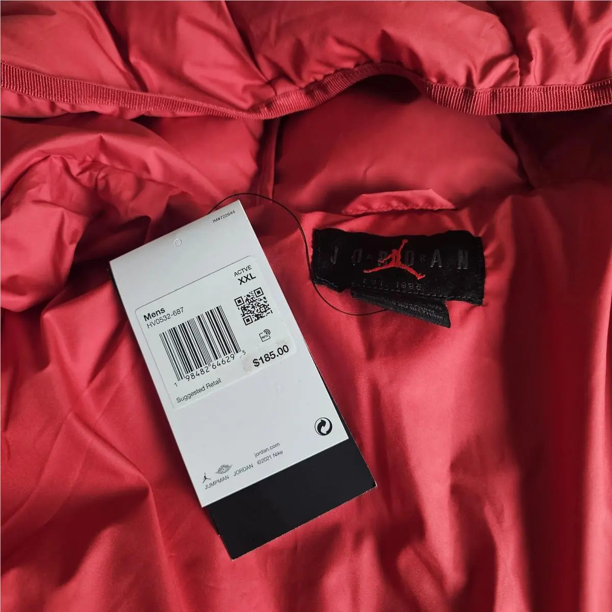 Nike clothing - Nike Air Jordan Essentials Puffer Jacket - DQ7348612 - Red (UPC: 0195871646041) 1