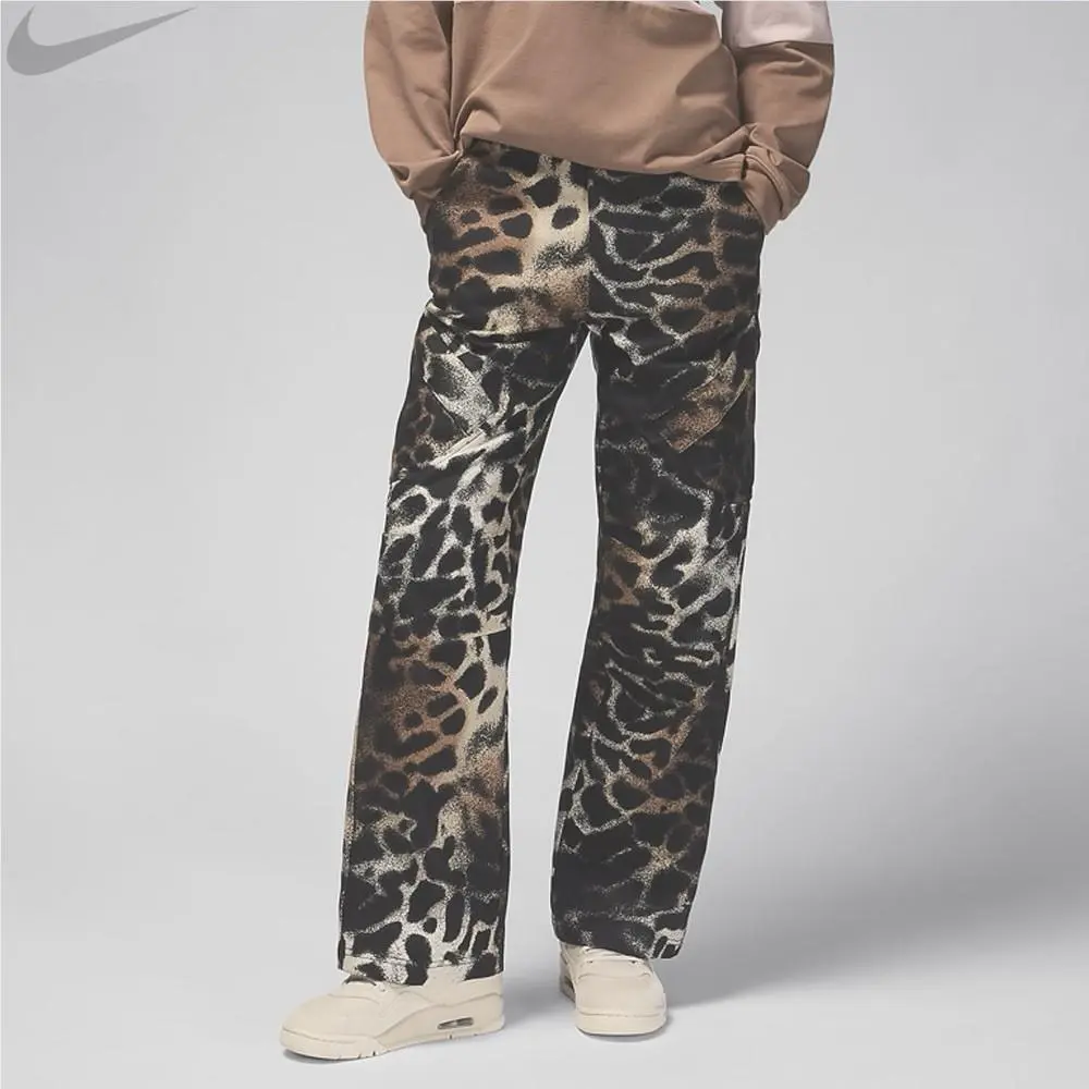 Jordan Vintage Retro Floral Animal Print Leopard Denim Loose Fit Pants xs
