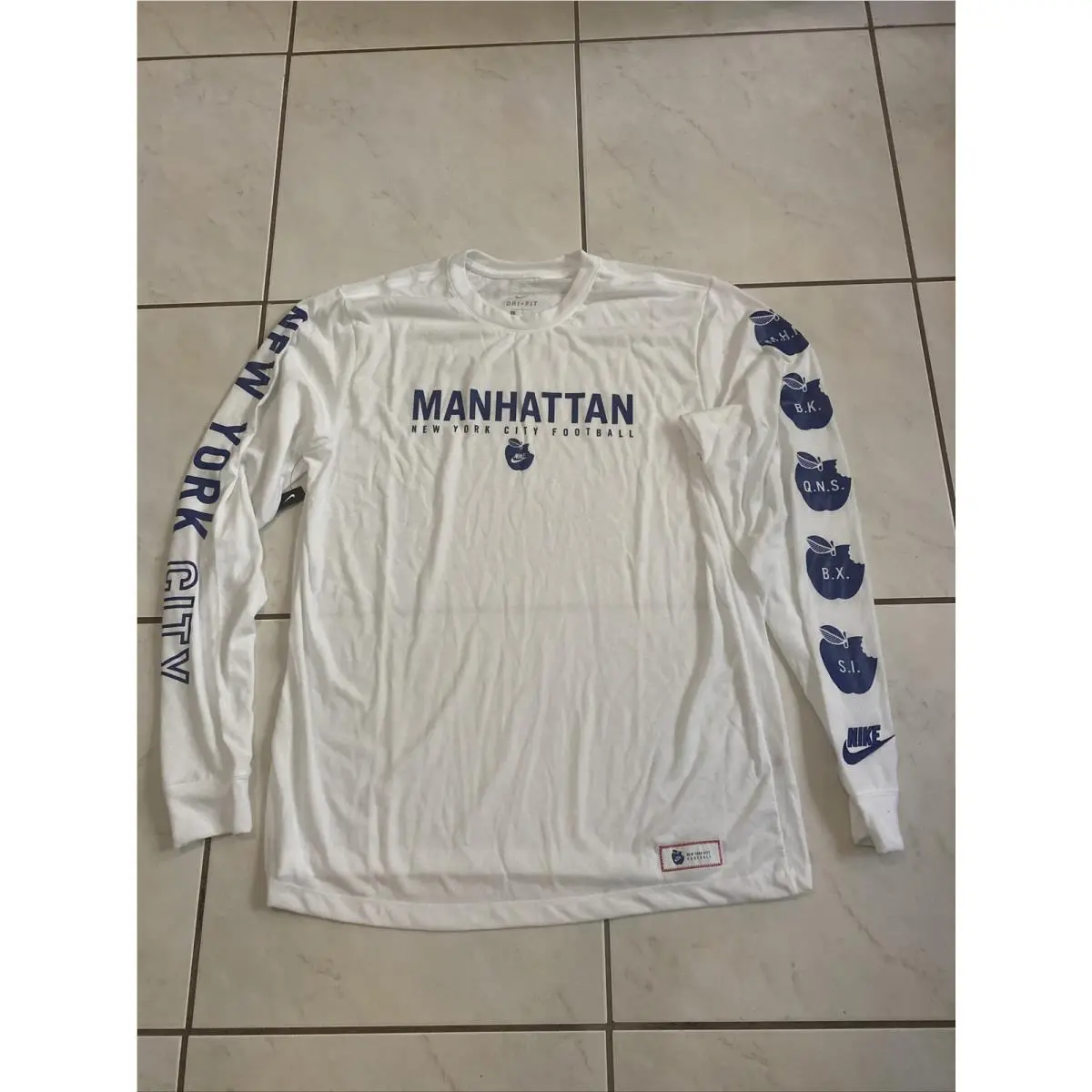 Rare Football Shirt York City Manhattan Long Sleeve Nyc Men Sizel by Nike