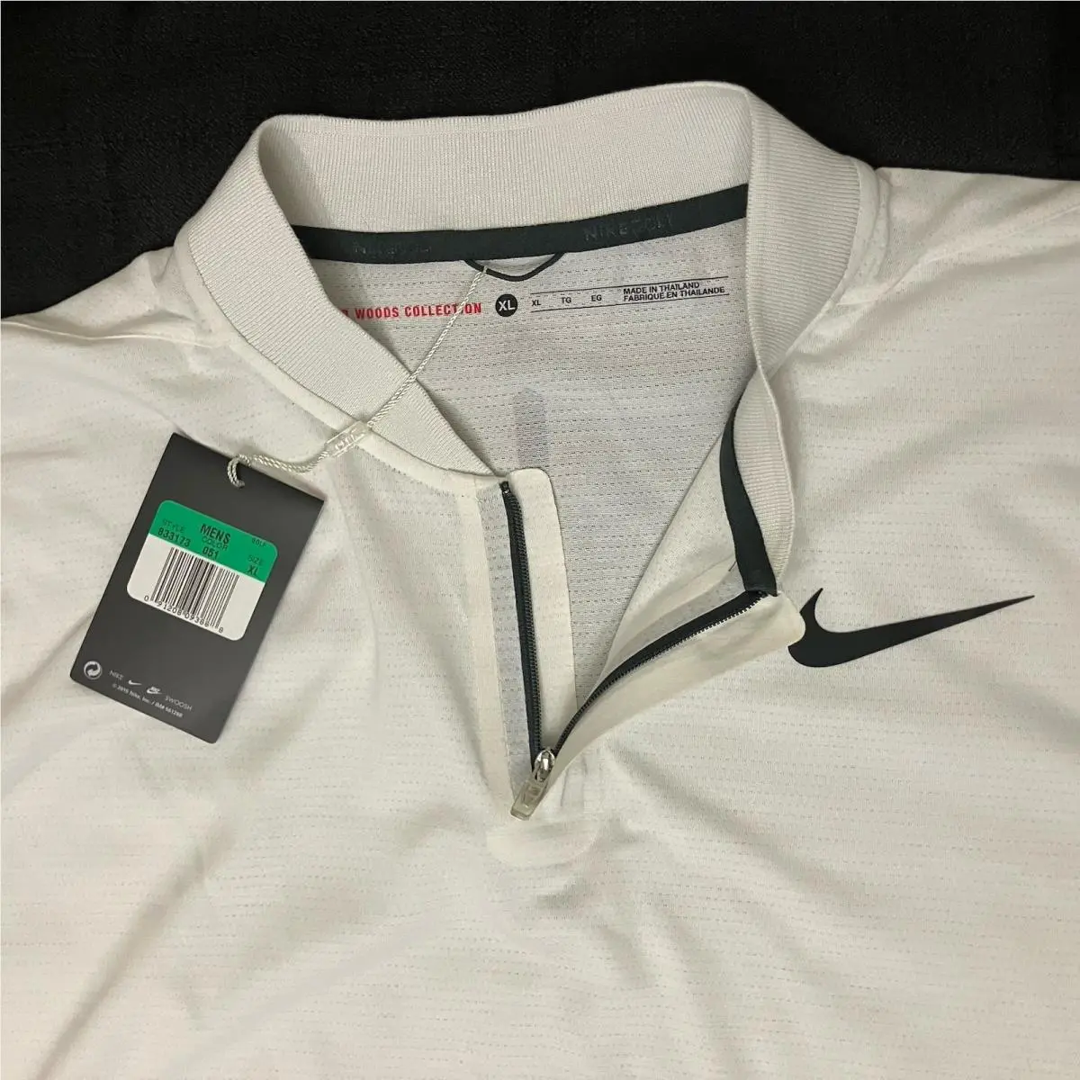 Nike clothing - Tiger Woods Velocity Max Vapor Blade Zip Polo - 726187 - Triple White Black Silver 7