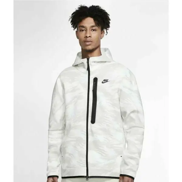 Men`s Nsw Tech Fleece Camo Hoodie - Size: 2XL - CU4491 121 - White by Nike