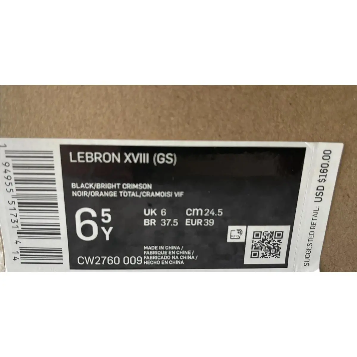 Nike shoes - Nike LeBron 18 - LeBron - CW2760-009 - Black (UPC: 194955517314) 6
