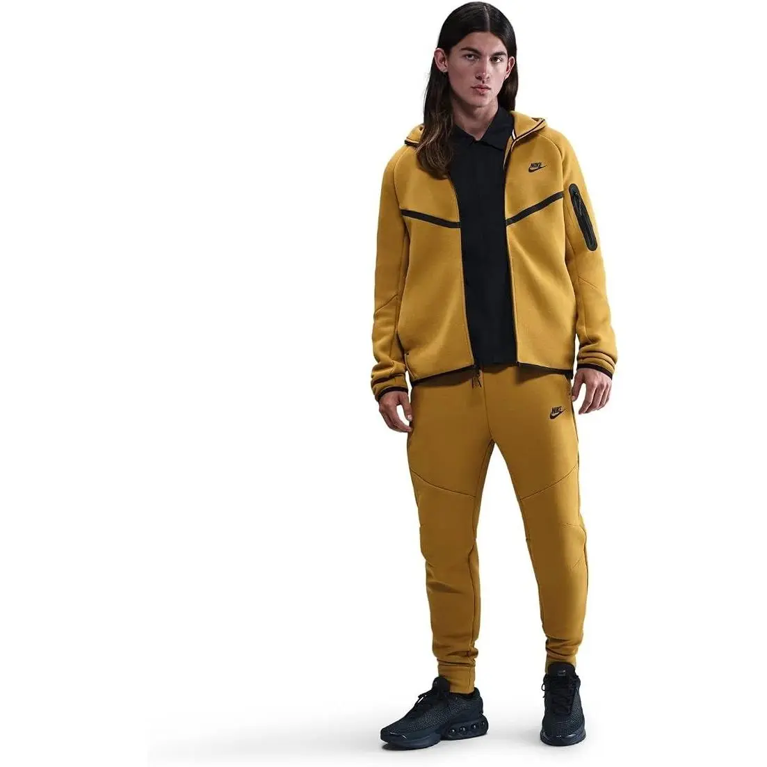 Size LG  Men`s Tech Fleece Jacket Joggers Set Ochre HV0949 HV0959-352 by Nike