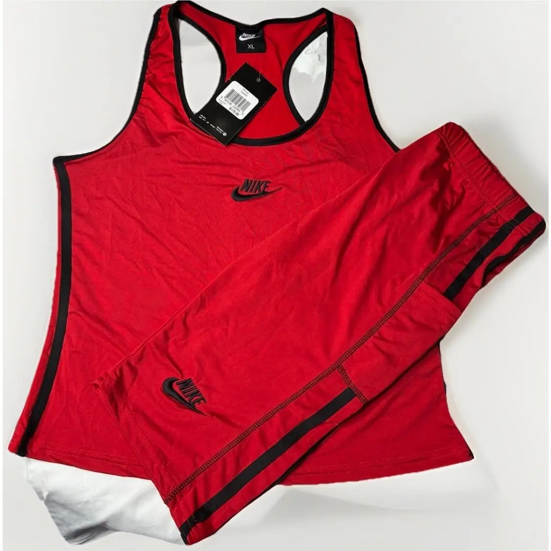 Women`s Red and Black Athletic Set Includes a Tank Top Shorts Size XL by Nike