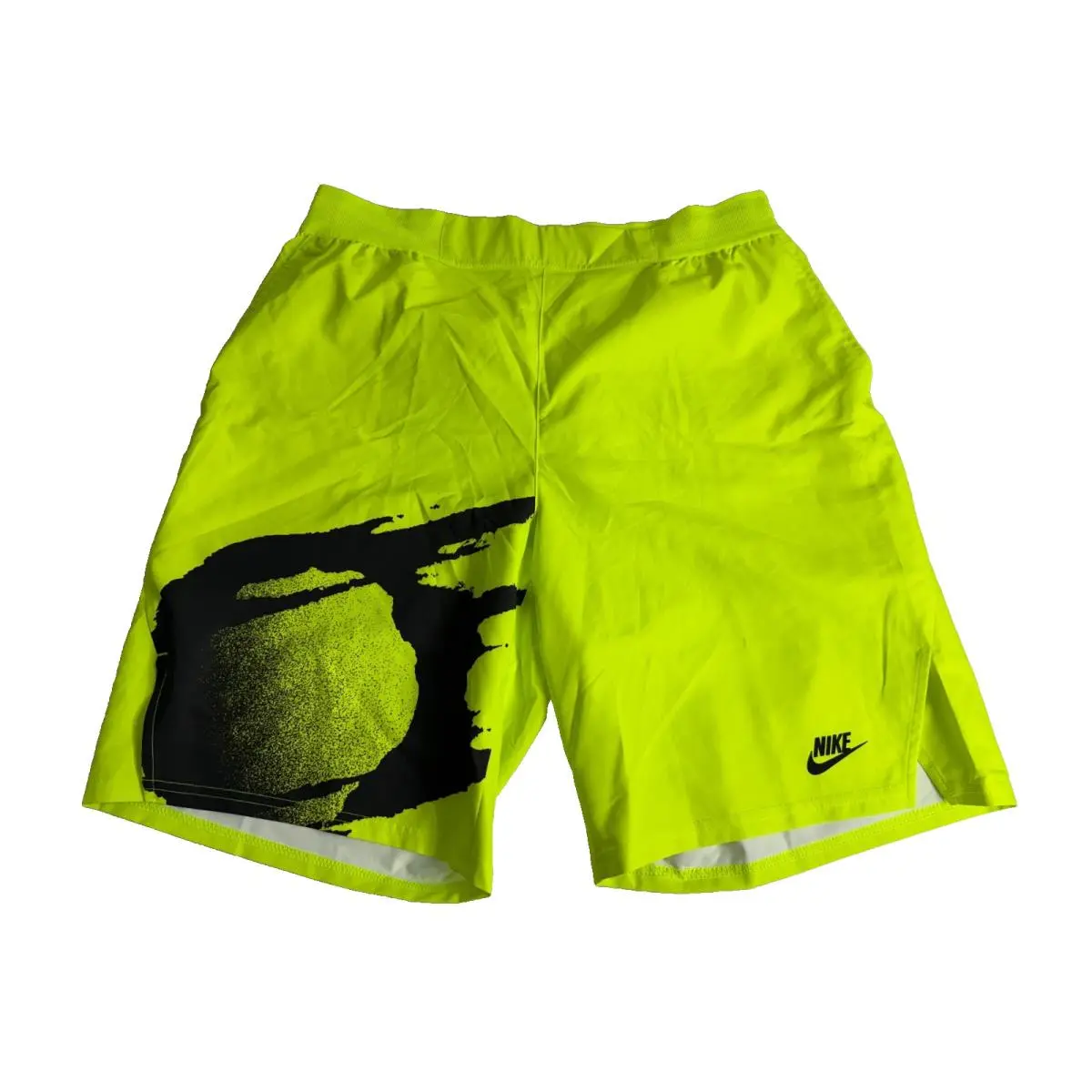 Nike Agasi Court Slam 8 Tennis Shorts Hot Lime Black Men`s L-tall CK9775-363