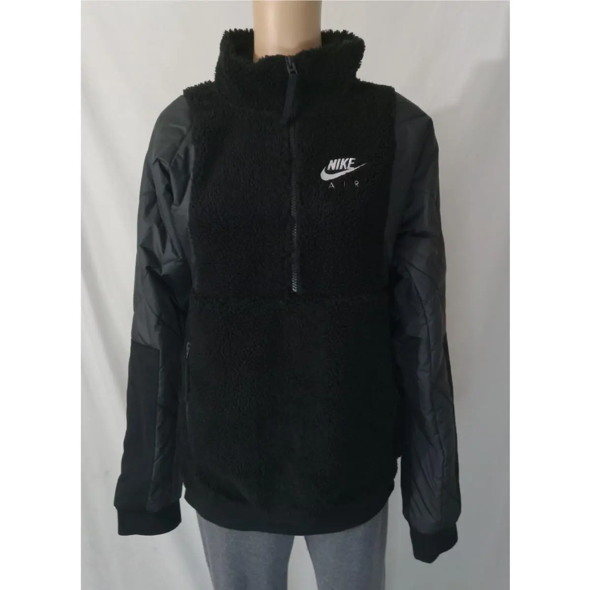 Mens Sportswear Sherpa Half Zip Jacket Small Black/ White DD6446-010 by Nike