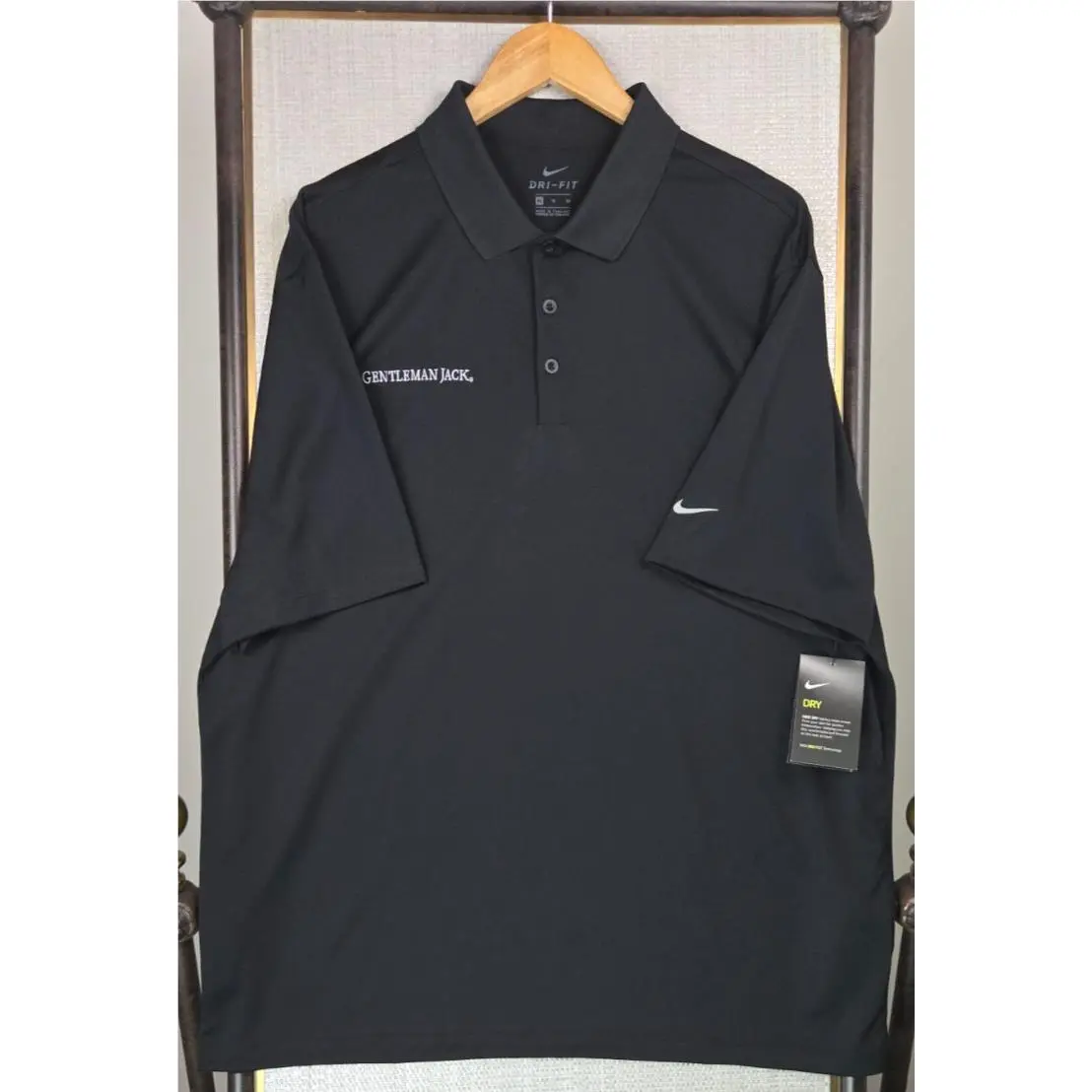 x Gentleman Jack Daniels Mens Polo Shirt Size XL Black Dri-fit Whiskey by Nike