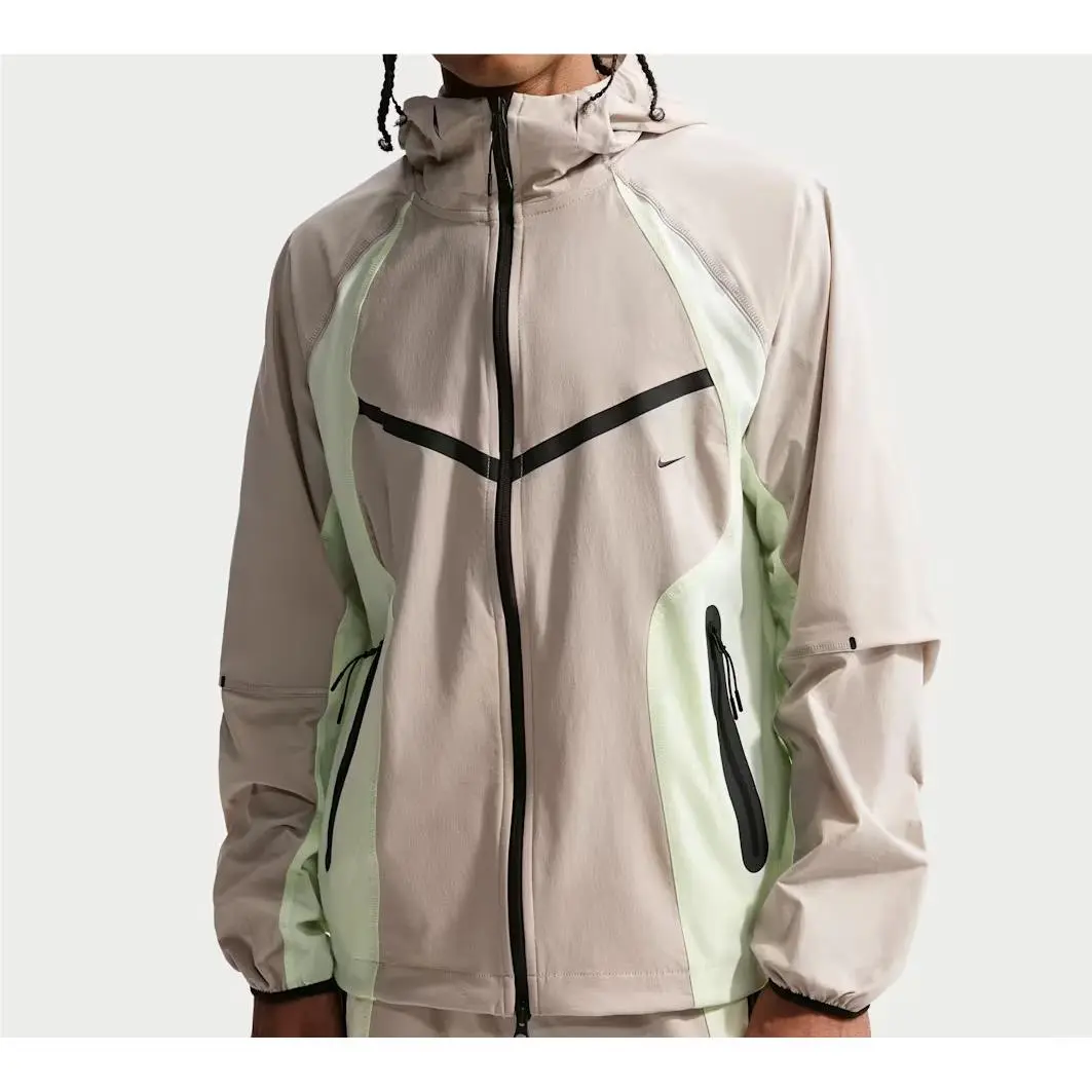 Mens  Tech Dri-fit Woven Full Zip Windrunner Jacket IU7496-236 Cream XL by Nike