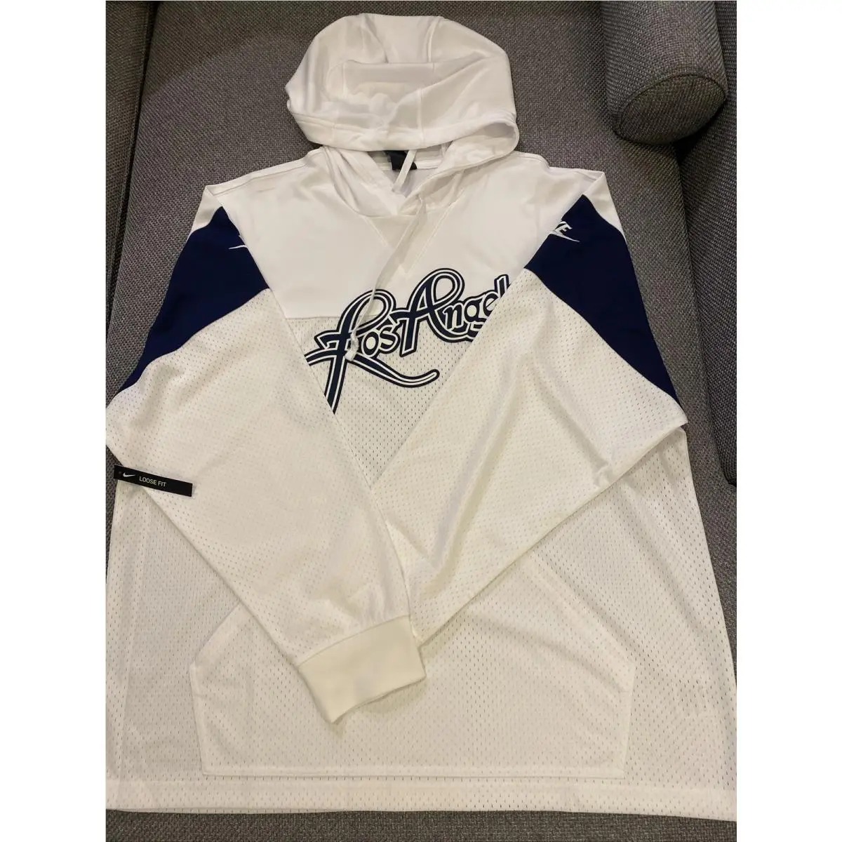 Los Angeles Mens Football Hoodie Unisex Sweater White Blue Size XL by Nike