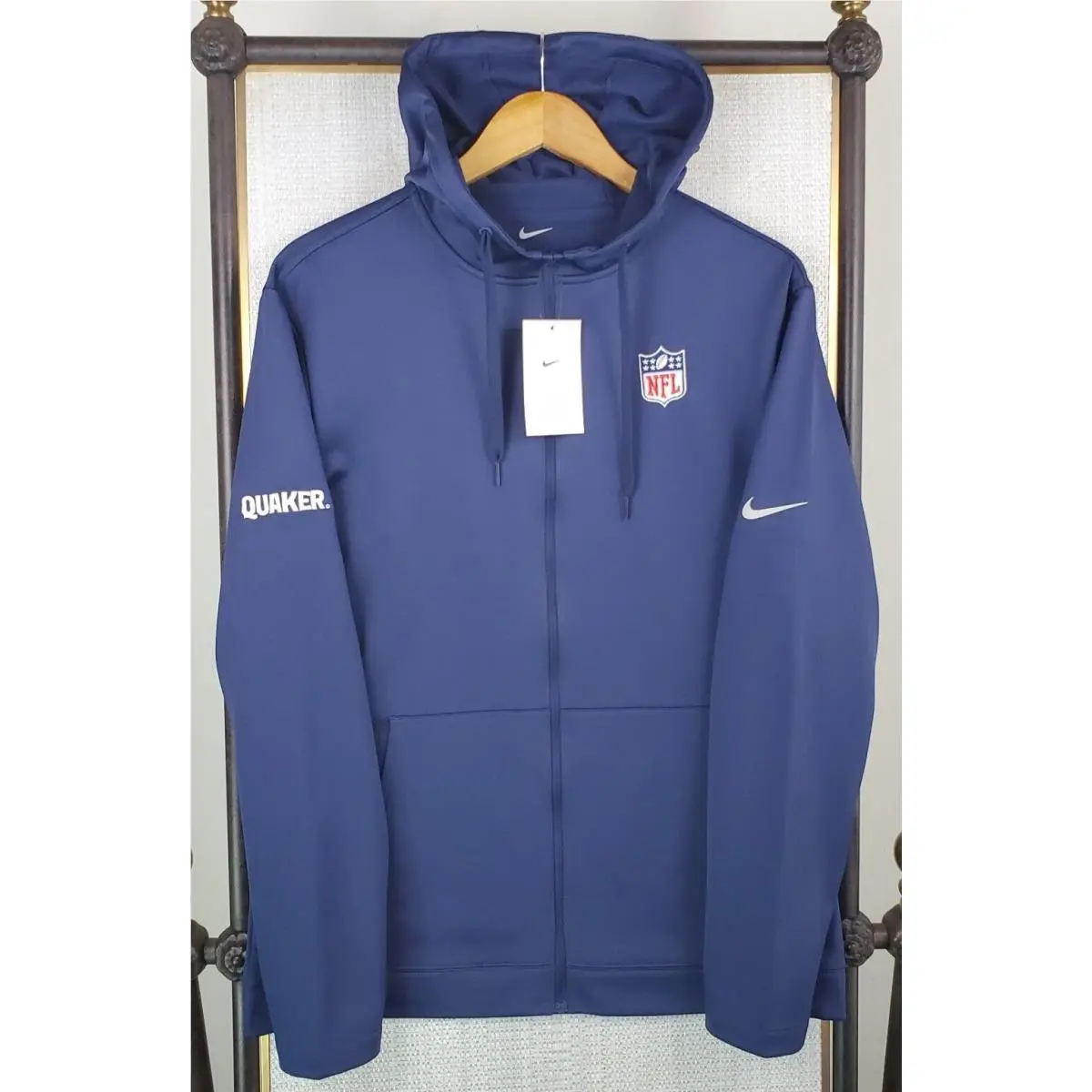 Nike clothing - golf casual jacket coat windbreaker track jacket warmup drifit mes size nfl football wind water resistant stretchy breathable Moisture Wicking nfl quaker oats chest length hoody hoodie dri-fit - Blue 8