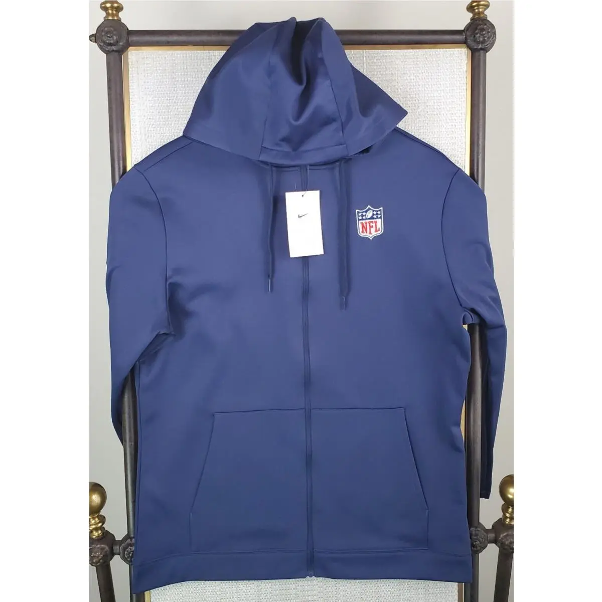 Nike clothing - golf casual jacket coat windbreaker track jacket warmup drifit mes size nfl football wind water resistant stretchy breathable Moisture Wicking nfl quaker oats chest length hoody hoodie dri-fit - Blue 13