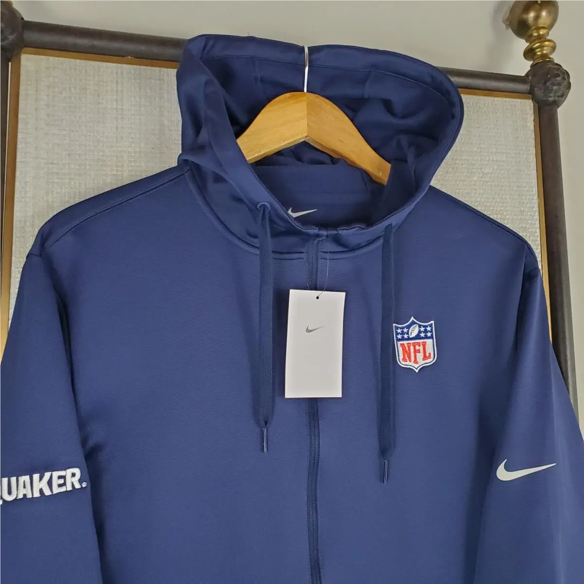 Nike clothing - golf casual jacket coat windbreaker track jacket warmup drifit mes size nfl football wind water resistant stretchy breathable Moisture Wicking nfl quaker oats chest length hoody hoodie dri-fit - Blue 16