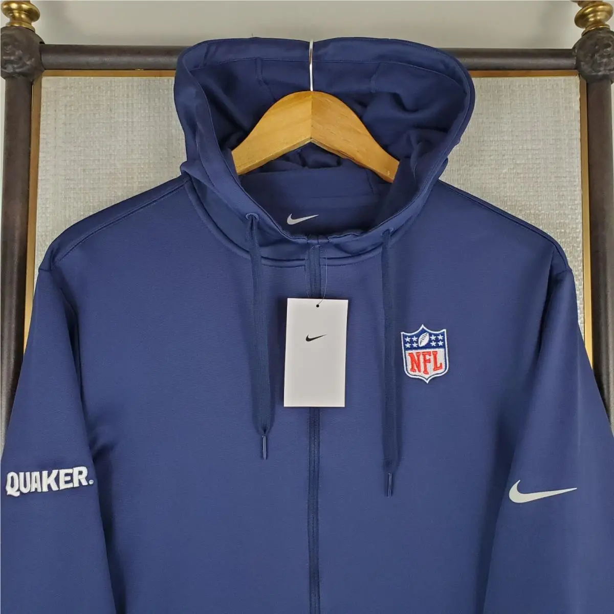 Nike clothing - golf casual jacket coat windbreaker track jacket warmup drifit mes size nfl football wind water resistant stretchy breathable Moisture Wicking nfl quaker oats chest length hoody hoodie dri-fit - Blue 0
