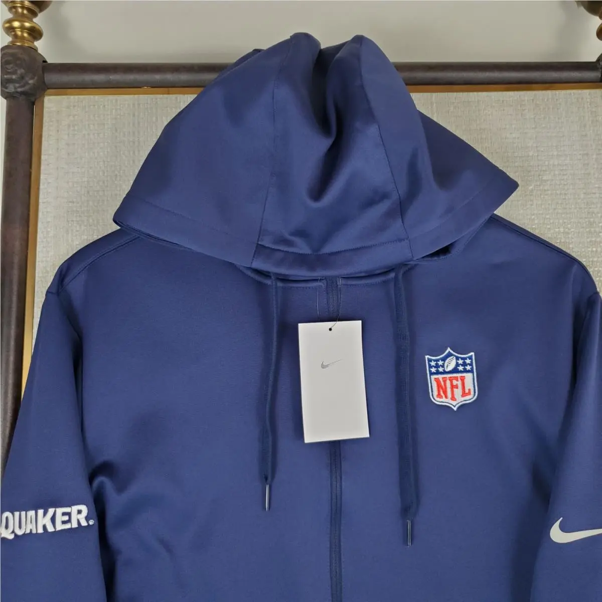 Nike clothing - golf casual jacket coat windbreaker track jacket warmup drifit mes size nfl football wind water resistant stretchy breathable Moisture Wicking nfl quaker oats chest length hoody hoodie dri-fit - Blue 18