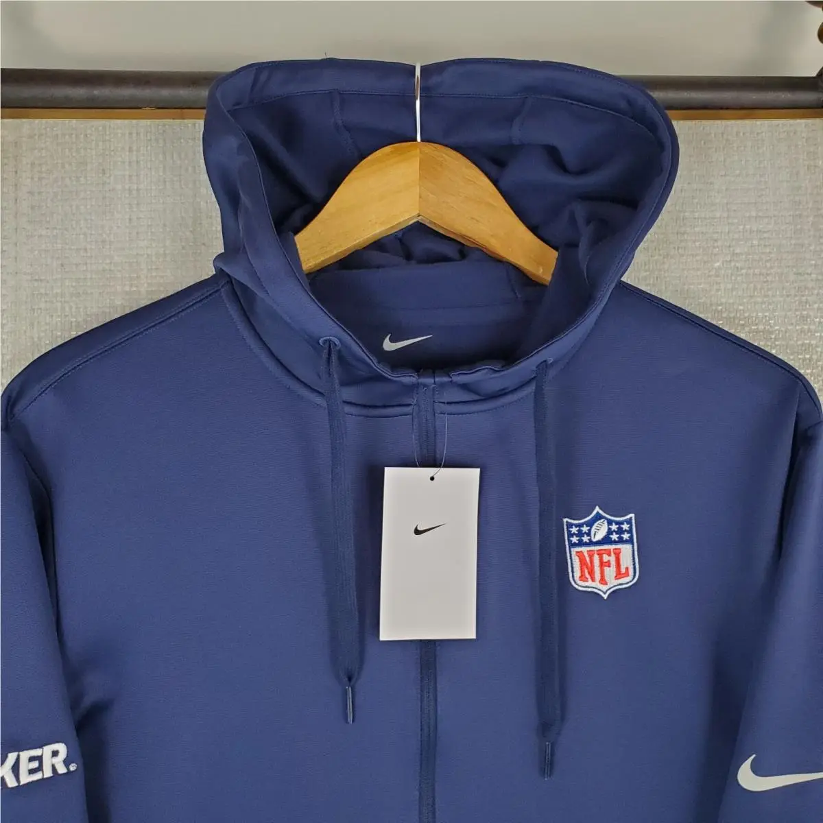 Nike clothing - golf casual jacket coat windbreaker track jacket warmup drifit mes size nfl football wind water resistant stretchy breathable Moisture Wicking nfl quaker oats chest length hoody hoodie dri-fit - Blue 1