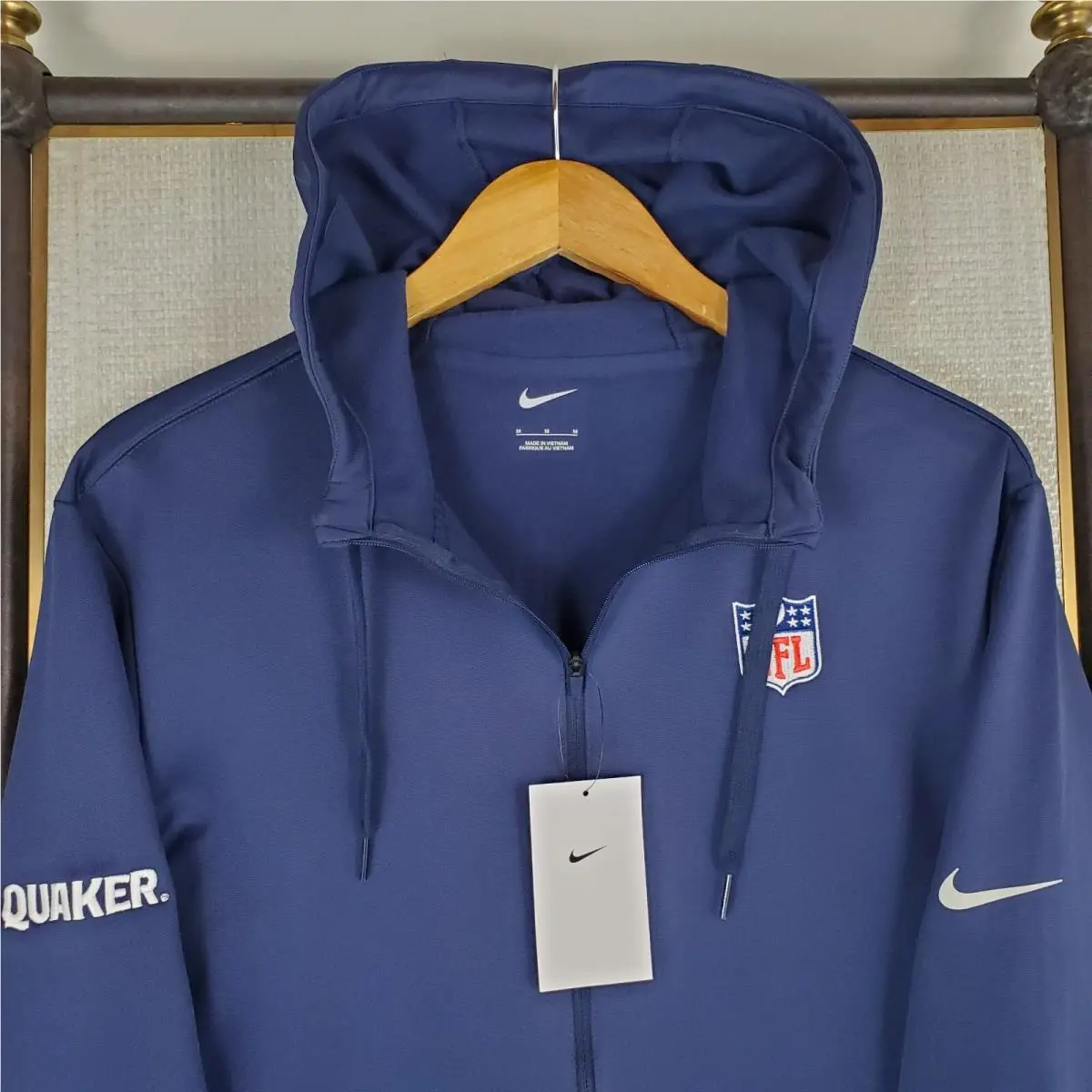 Nike clothing - golf casual jacket coat windbreaker track jacket warmup drifit mes size nfl football wind water resistant stretchy breathable Moisture Wicking nfl quaker oats chest length hoody hoodie dri-fit - Blue 3