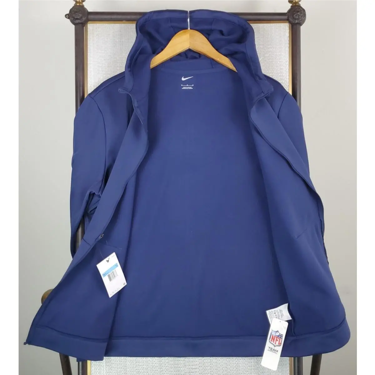 Nike clothing - golf casual jacket coat windbreaker track jacket warmup drifit mes size nfl football wind water resistant stretchy breathable Moisture Wicking nfl quaker oats chest length hoody hoodie dri-fit - Blue 7