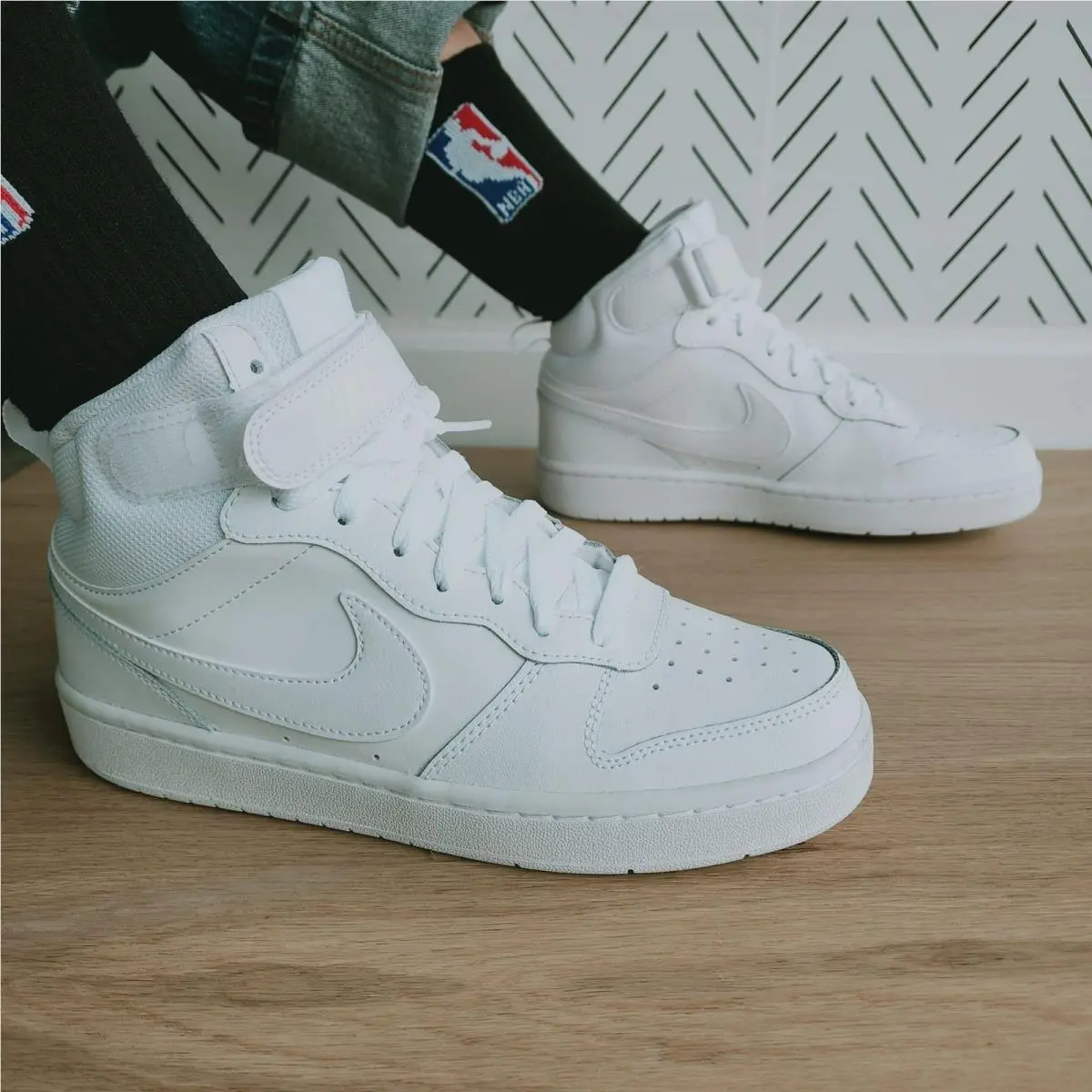 ⭐nike Court Borough Mid 2 6.5Y Big Kid`s Shoes Triple White Sneakers CD7782-100⭐ by Nike