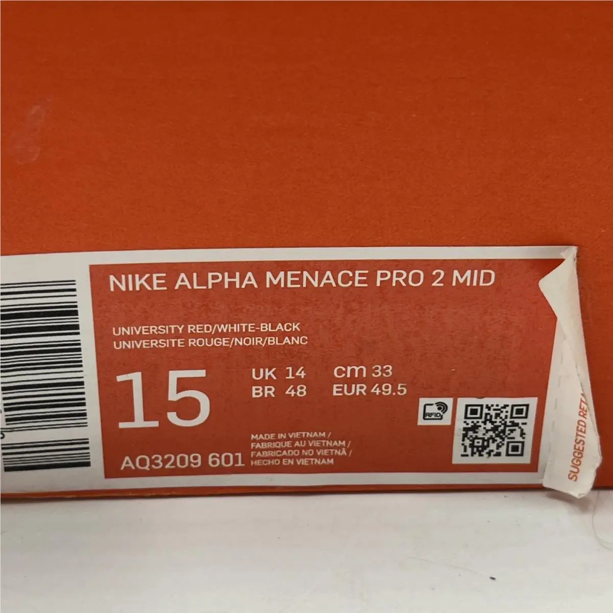 Nike shoes - Nike Alpha Menace Pro 2 - AQ3209-601 - Red, Manufacturer: University Red/White-Black (UPC: 193658279109) 14