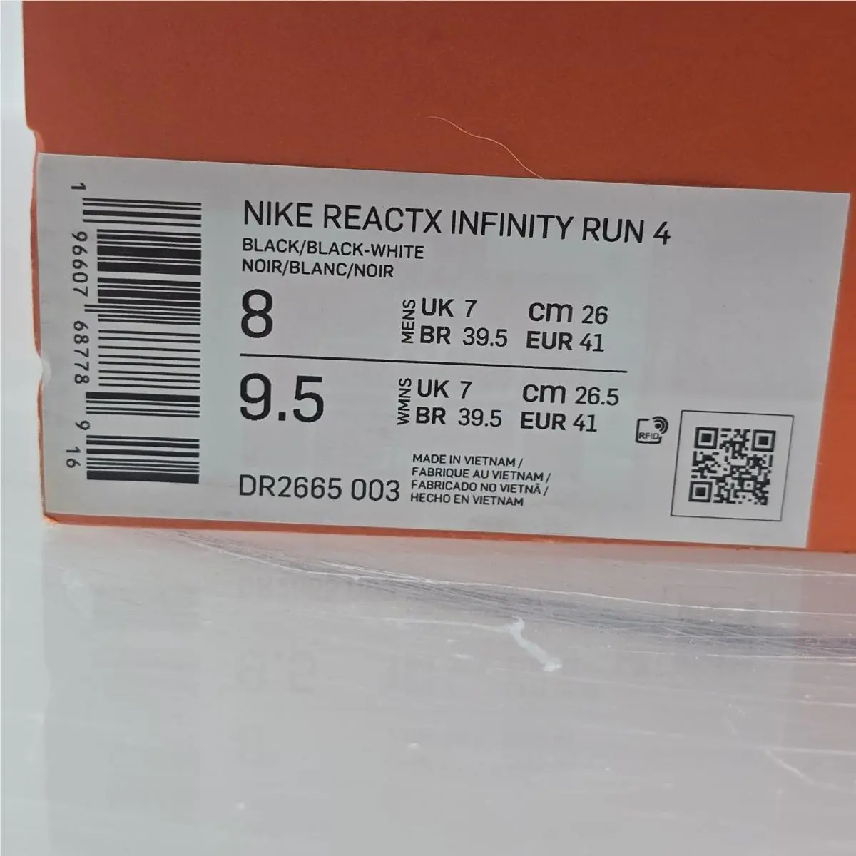 Nike shoes - Nike ReactX Infinity Run 4 - DR2665-003 - Black/White/Black 8